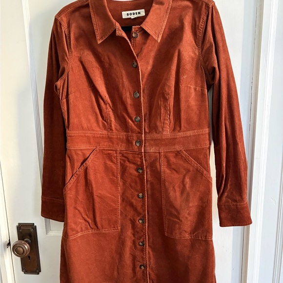 Boden Flora Cord Shirt Dress Cognac US 8P - Picture 3 of 7